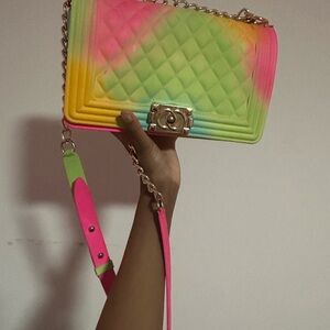 Multicolor Quilted Chain Bag (Gel Purse)
